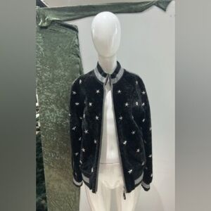 Ottimo Black Star-Embellished Leather Jacket